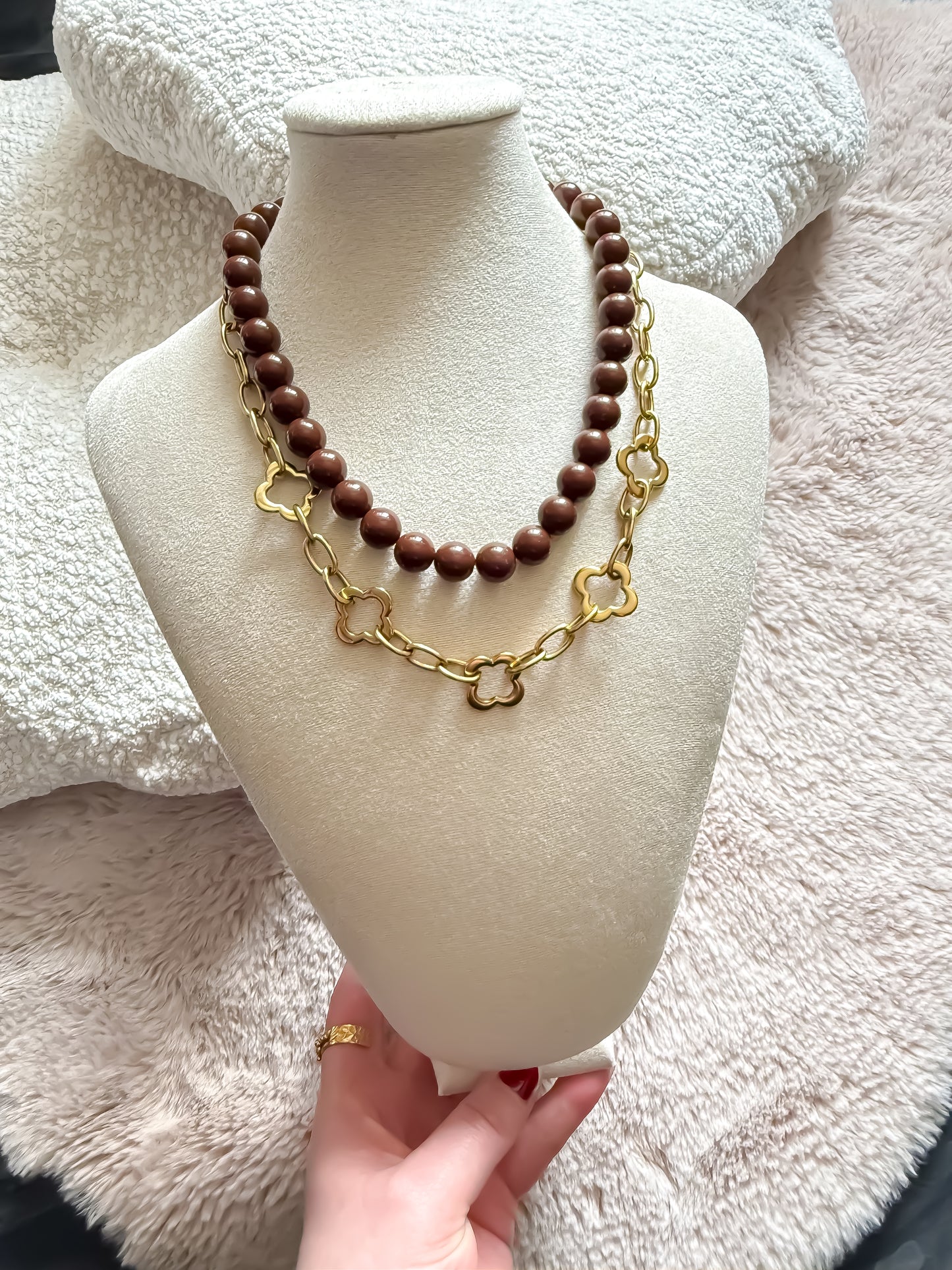 Ketting bubble heart K020 Choco