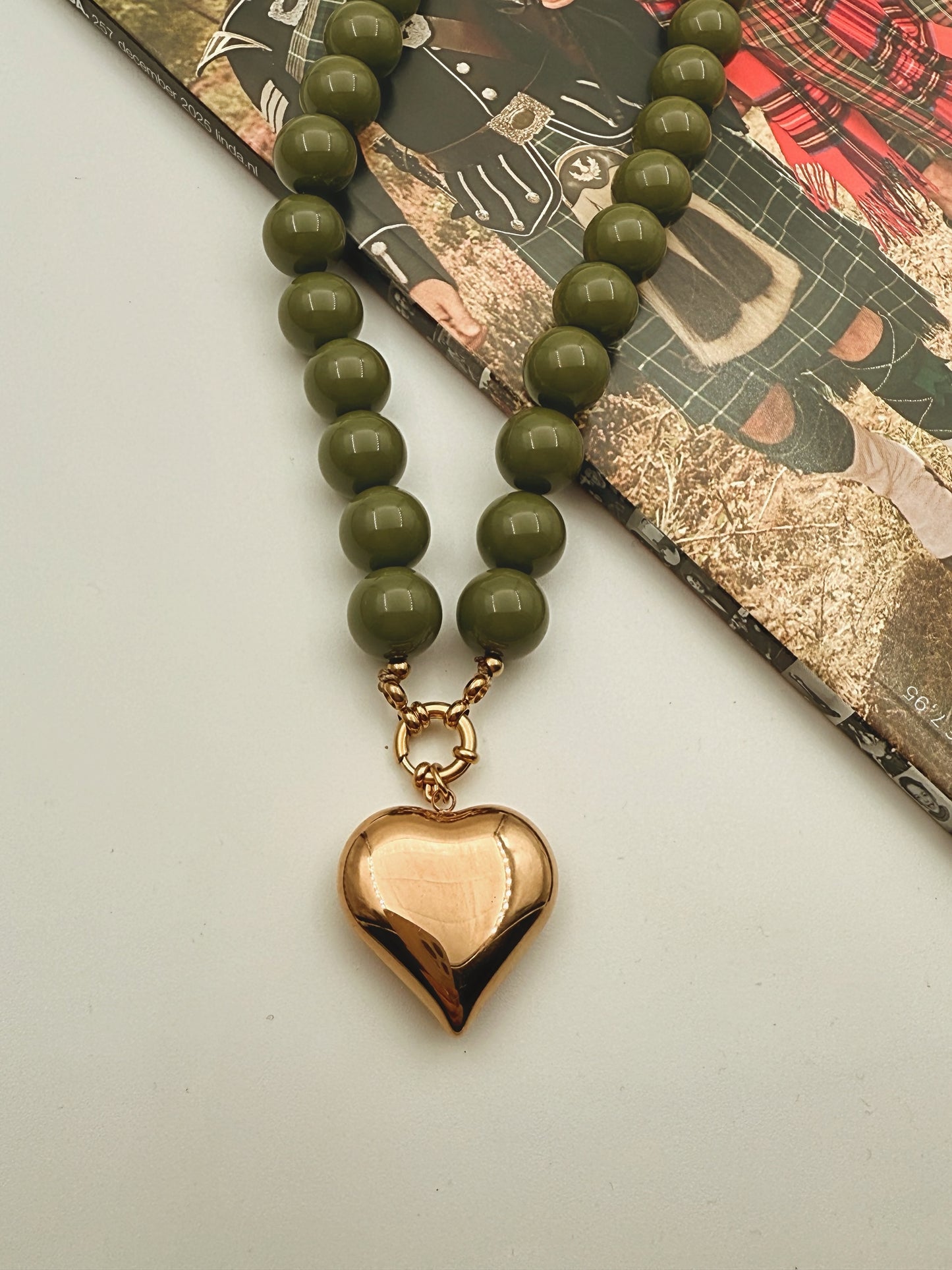 Ketting bubble heart K020 Green