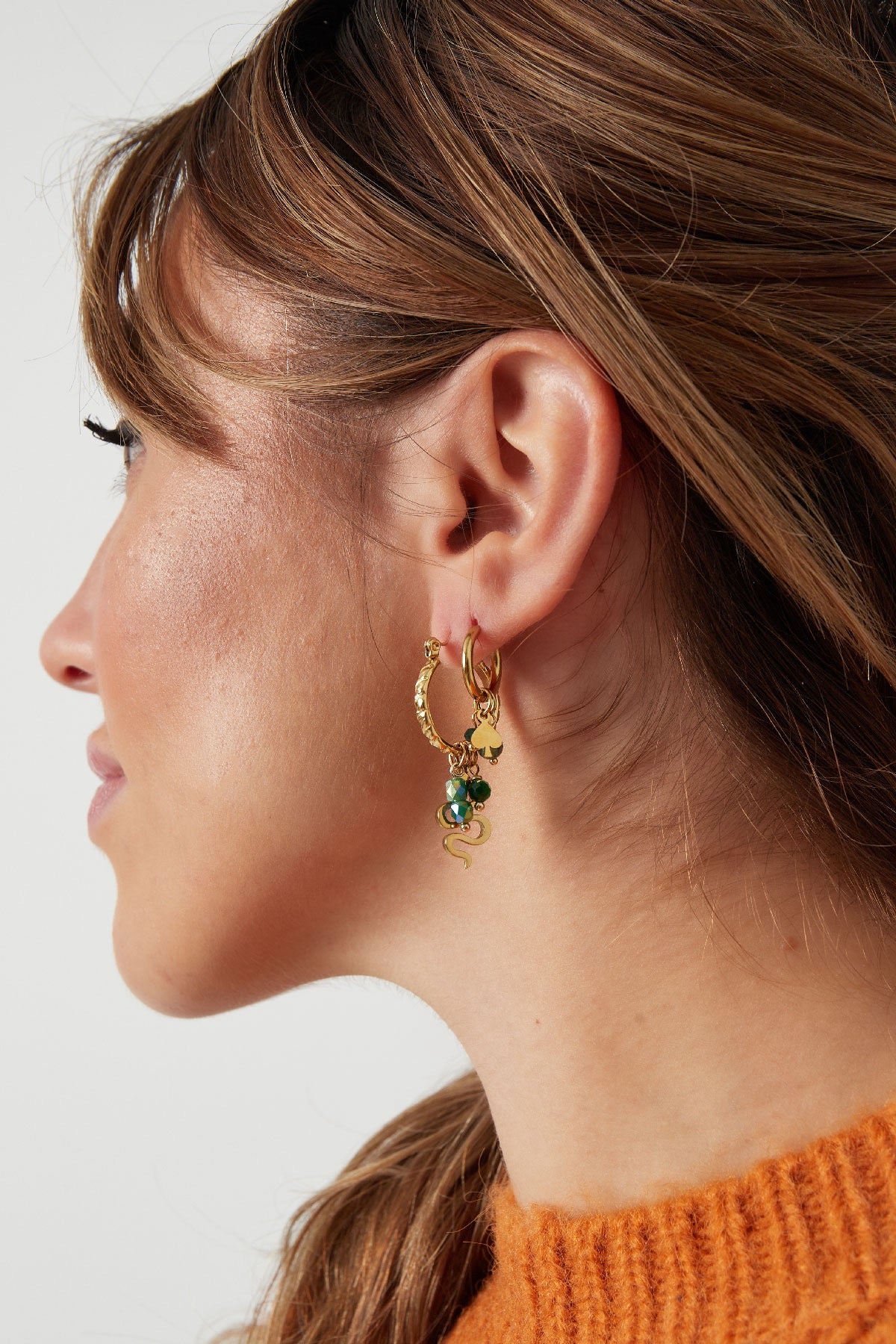 Oorbellen snake O016 Roze