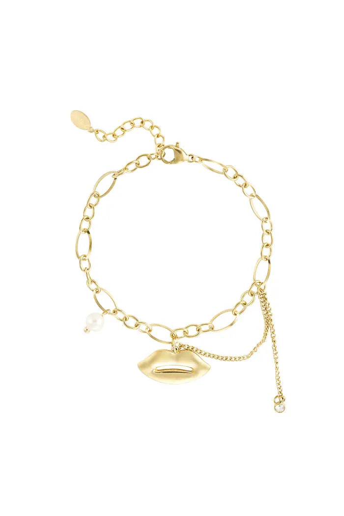 Armband sparkling kiss A009 Goud