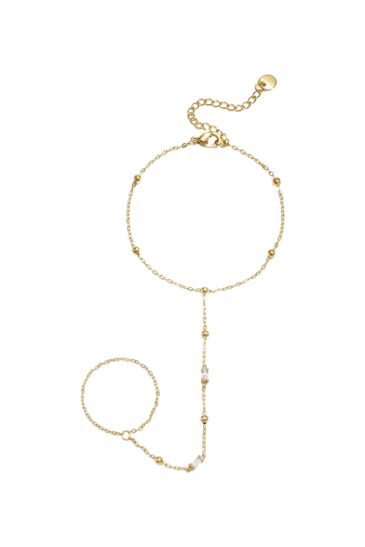 Handchain bolletjes en strass H001 Goud
