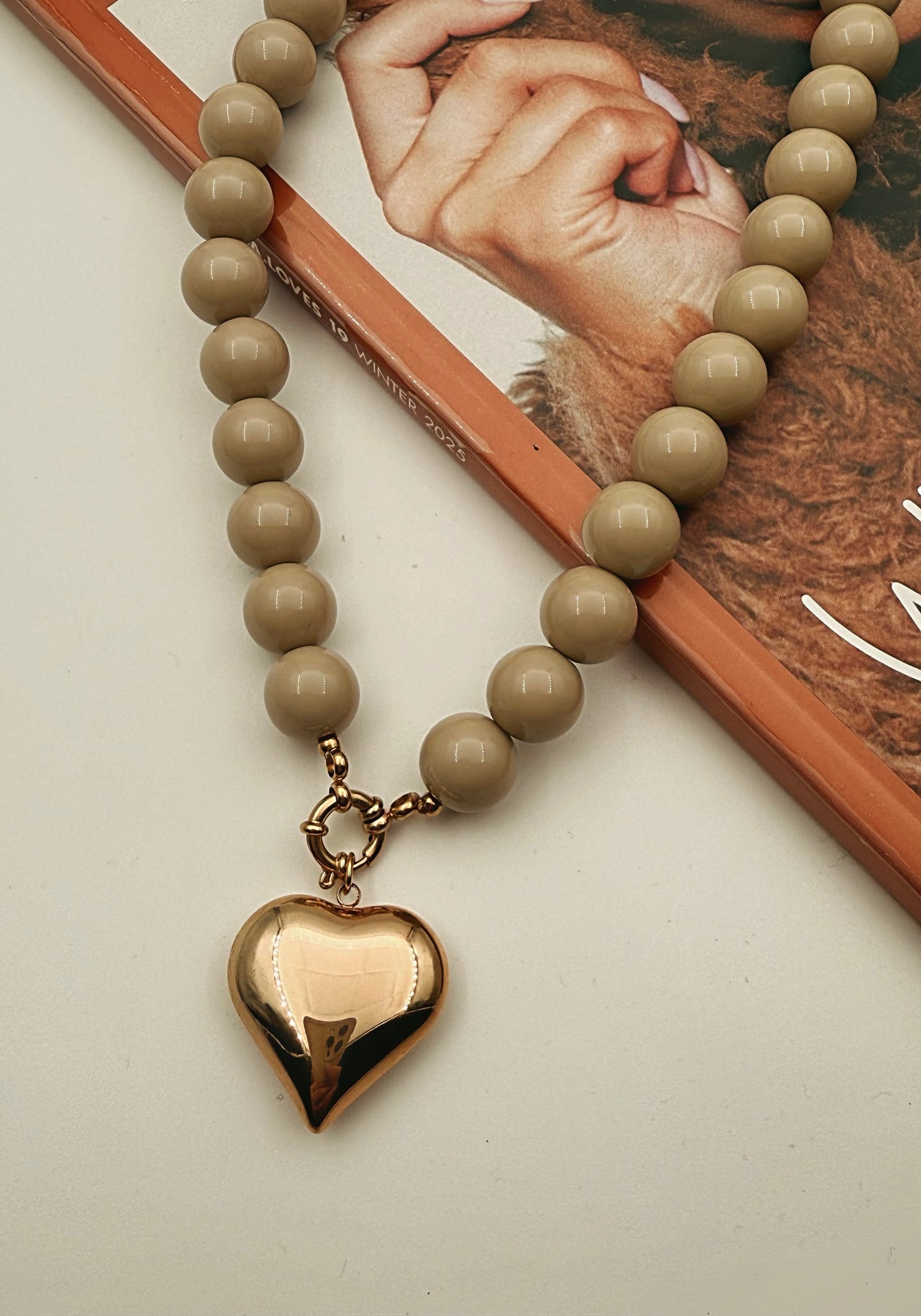 Ketting bubble heart K020 Beige