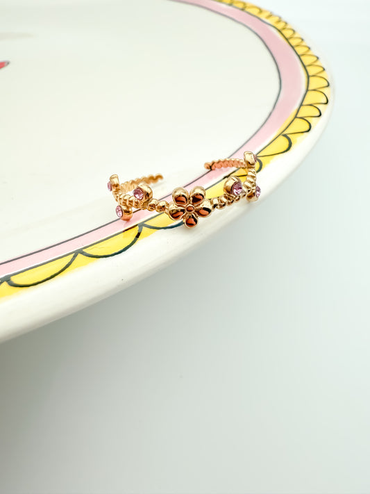 Ring flower strass R024 Goud