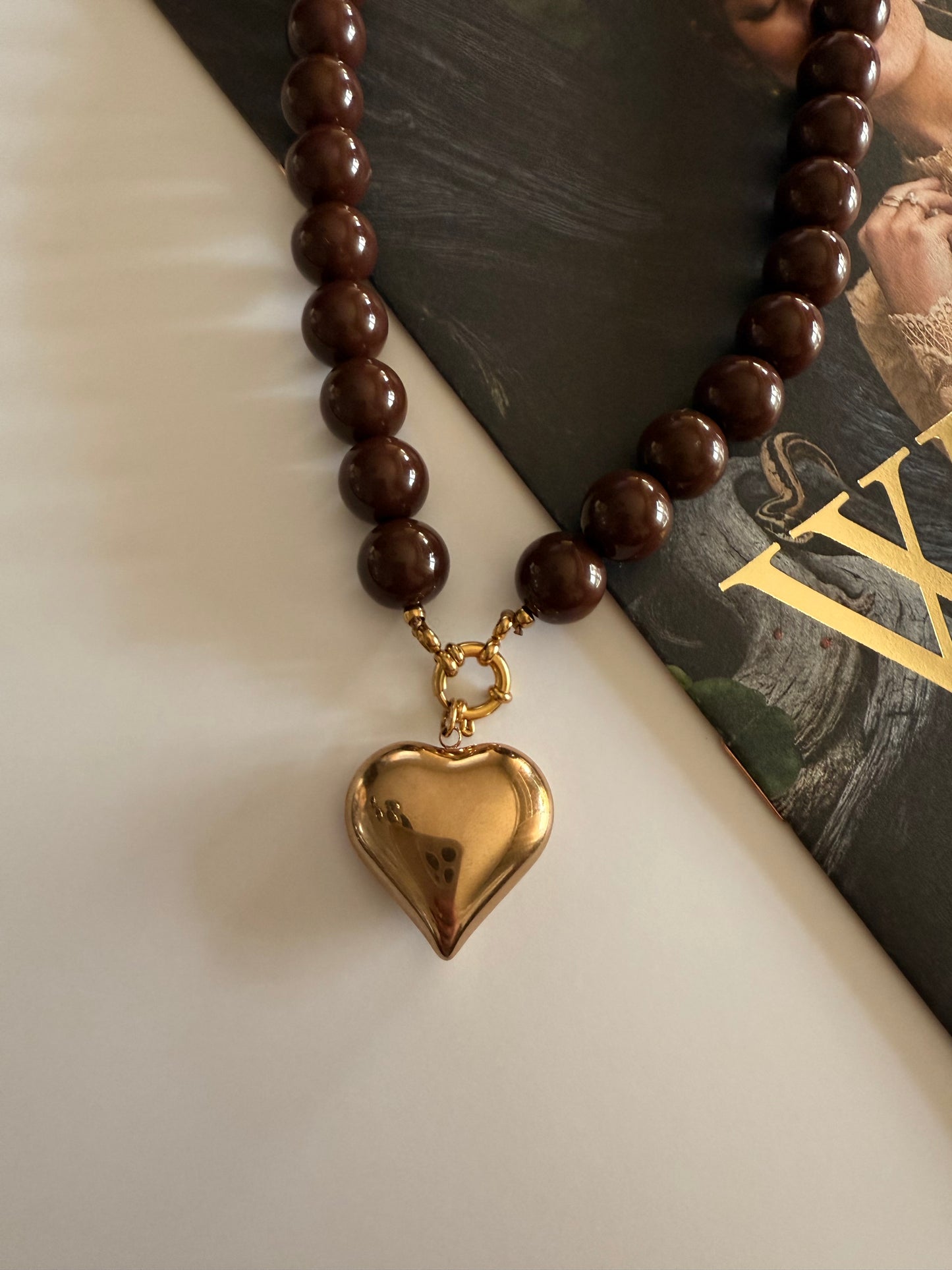 Ketting bubble heart K020 Choco