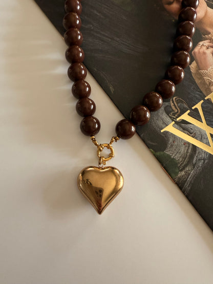 Ketting bubble heart K020 Choco
