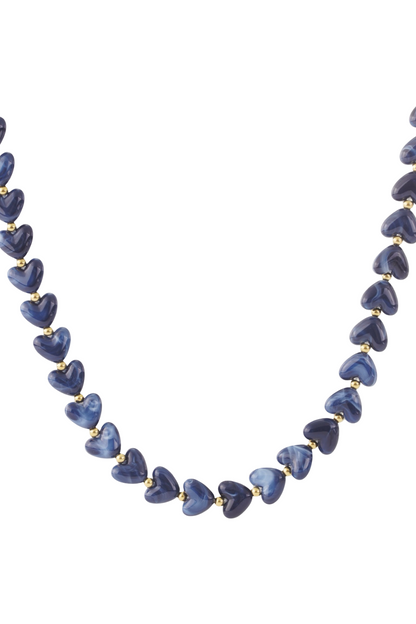 Hartjes ketting K001 Blauw