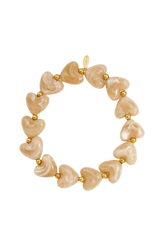Kralenarmband hartjes A001 Bruin