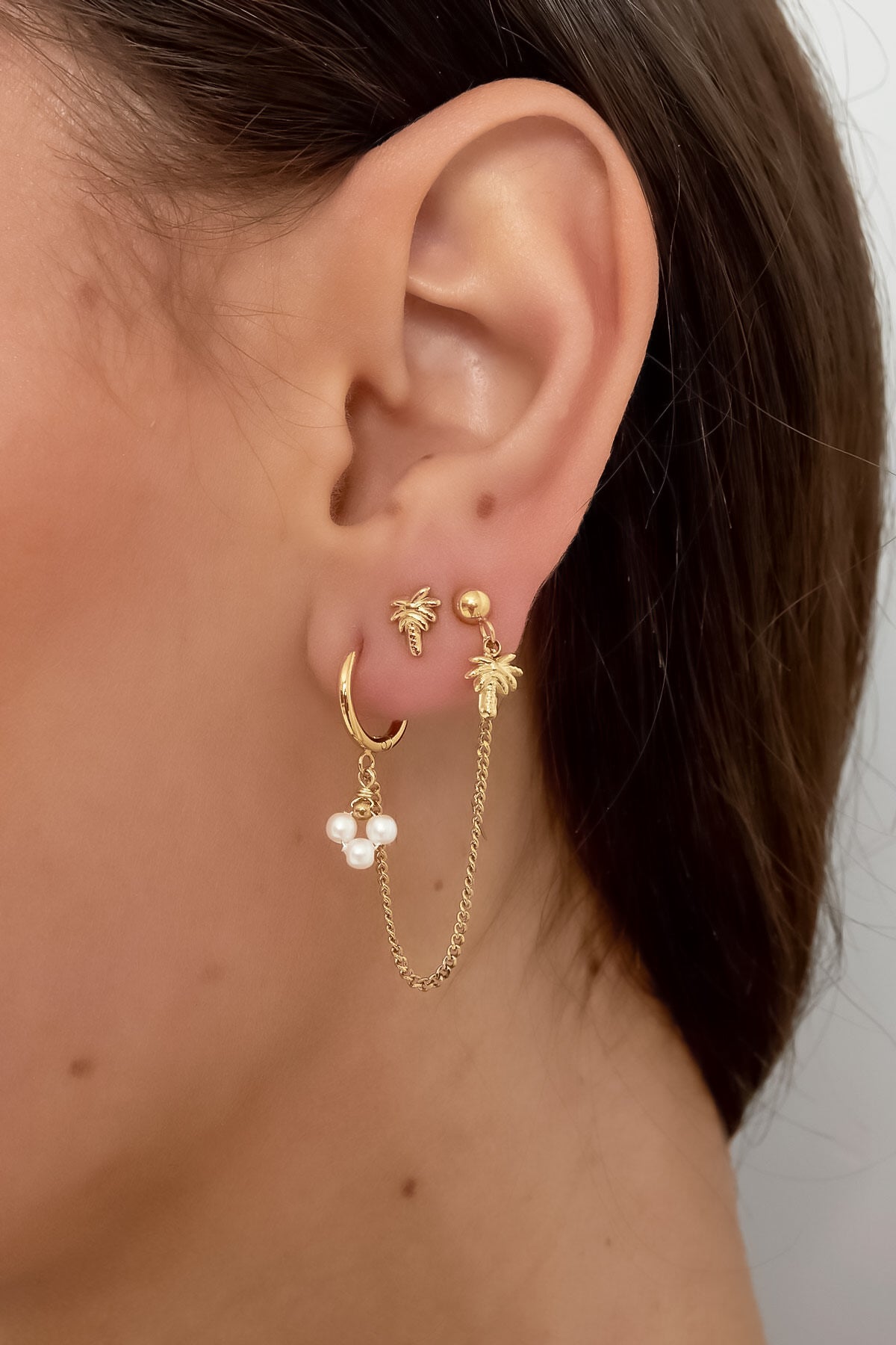 Studs palmtree S003 Goud
