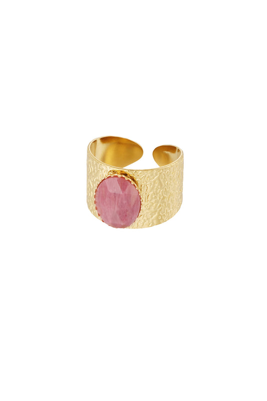 Ring Bold met steen R009 Roze