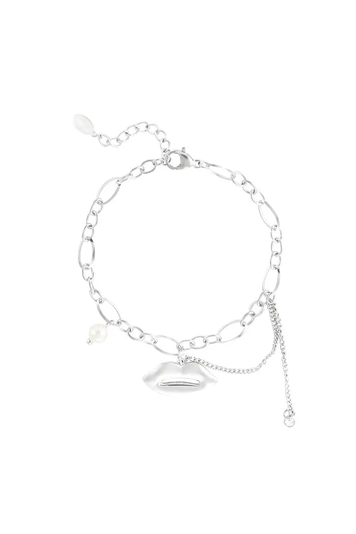 Armband sparkling kiss A009 Zilver