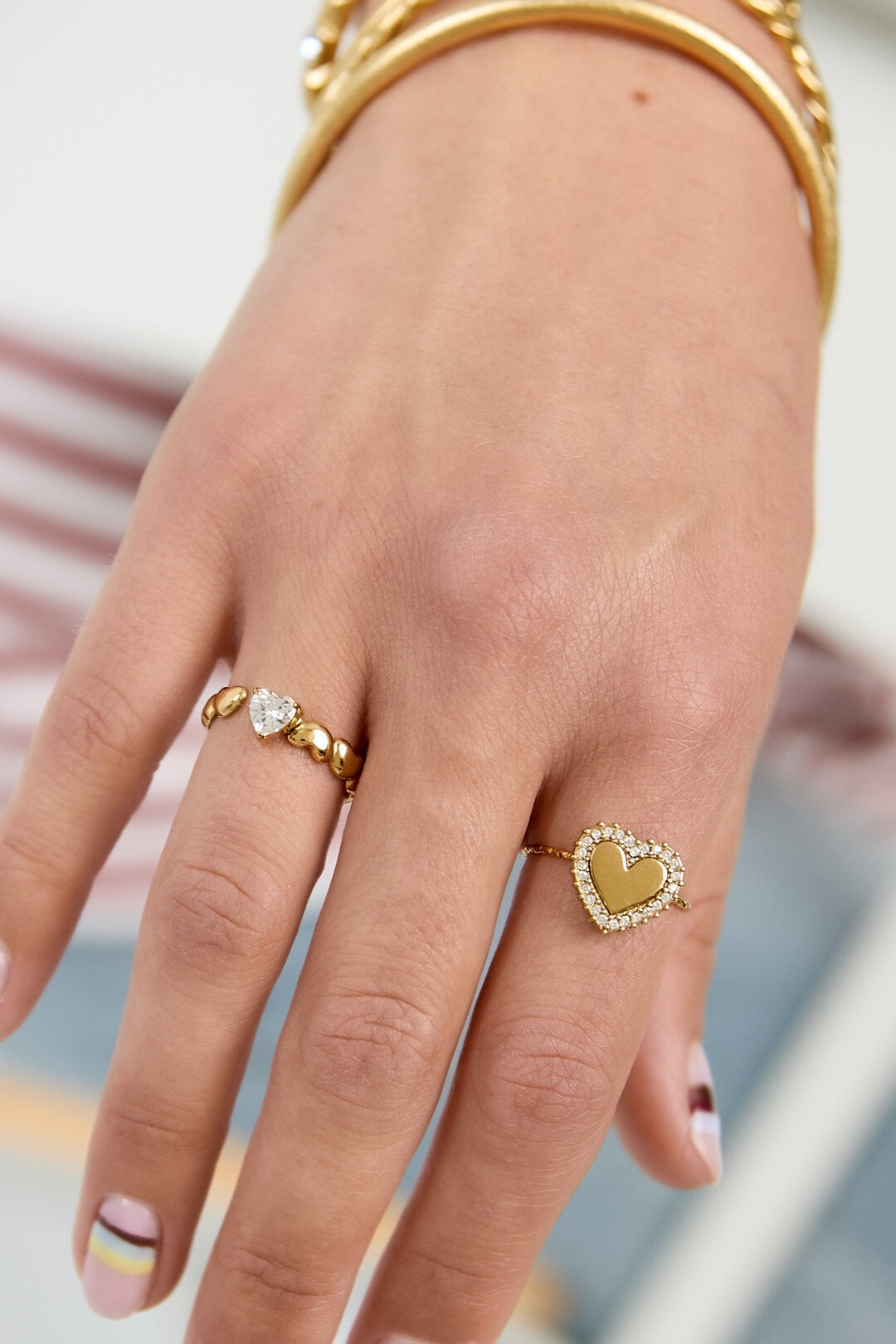 Ring Bling hart R033 Goud