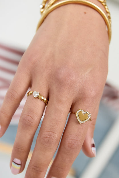 Ring Bling hart R033 Goud