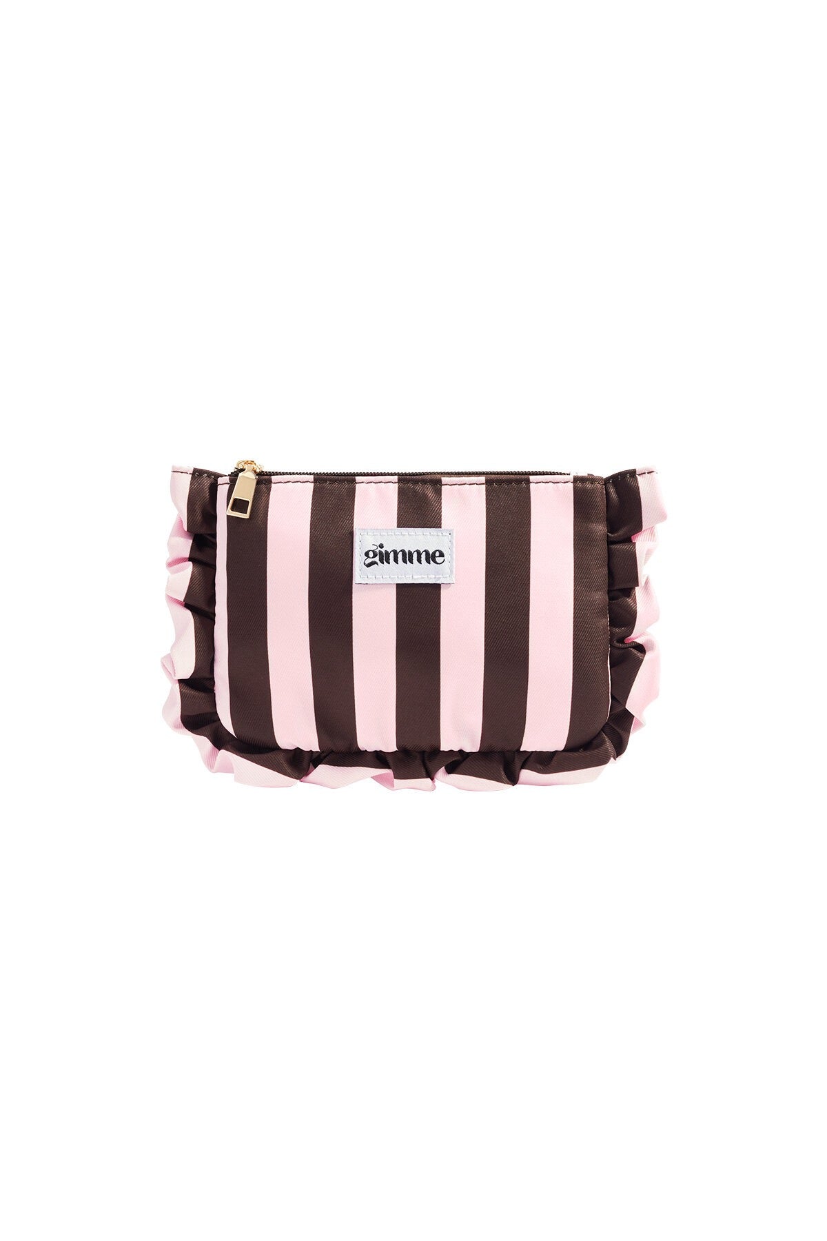 Toilet/make-up tasje ruffle AC003 bruin/roze
