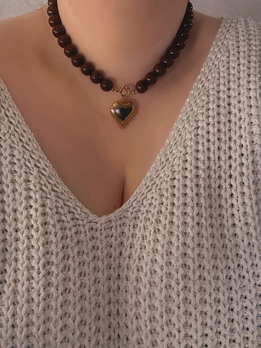 Ketting bubble heart K020 Choco