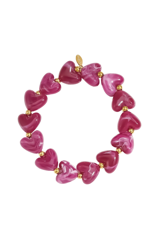 Kralenarmband hartjes A001 Paars