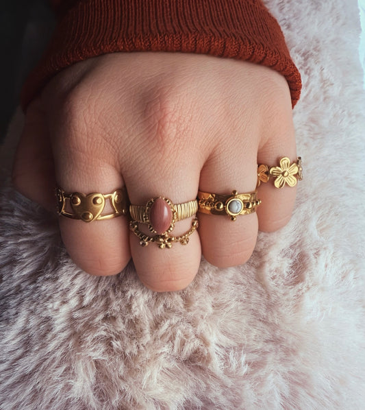 Ring Bold Hartjes dots R022 Zilver