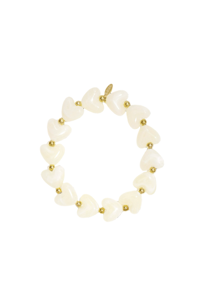 Kralenarmband hartjes A001 creme