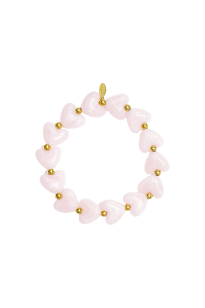 Kralenarmband hartjes A001 pink