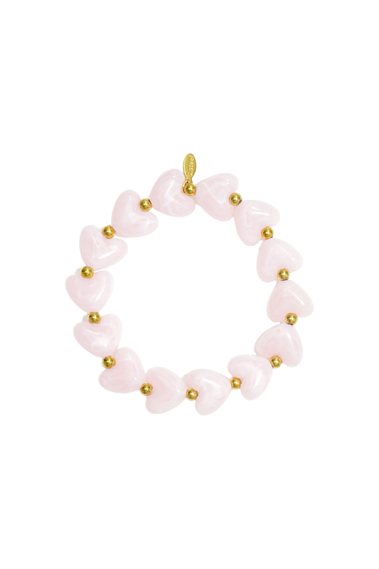 Kralenarmband hartjes A001 pink