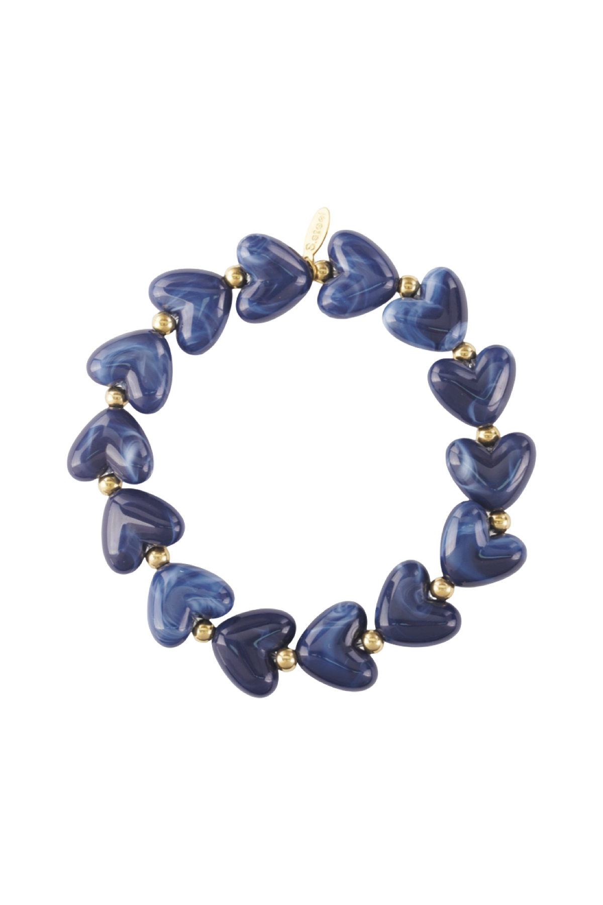 Kralenarmband hartjes A001 Blauw