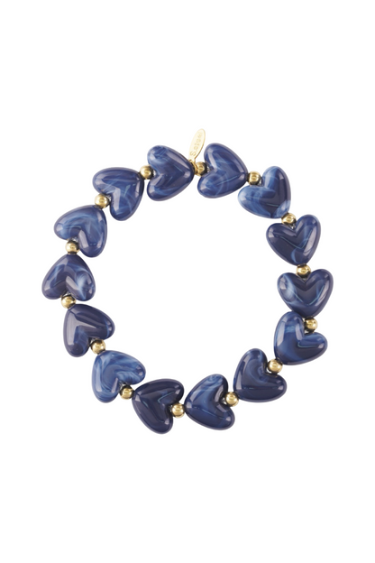 Kralenarmband hartjes A001 Blauw