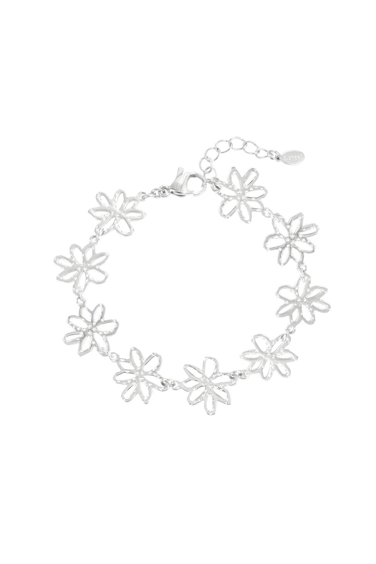 Armband flower party A017 Zilver