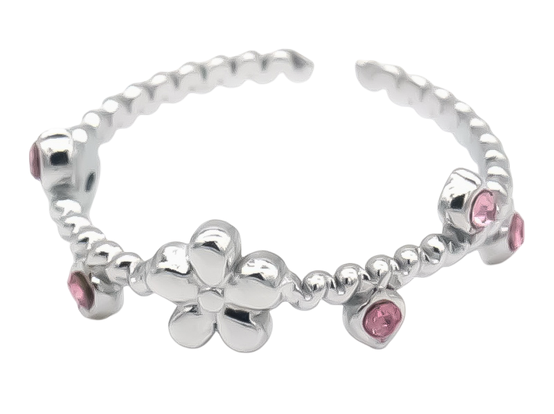 Ring flower strass R024 Zilver