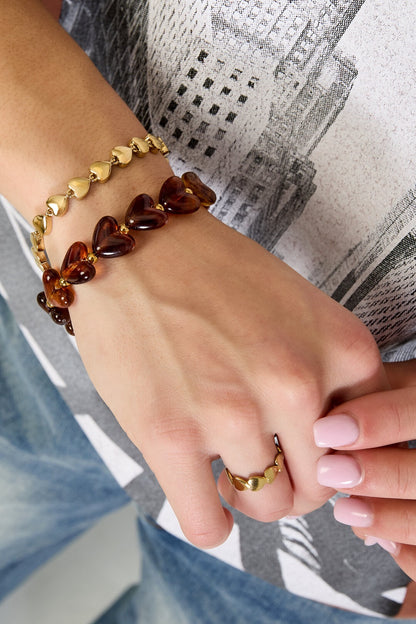 Kralenarmband hartjes A001 creme